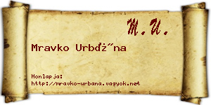 Mravko Urbána névjegykártya